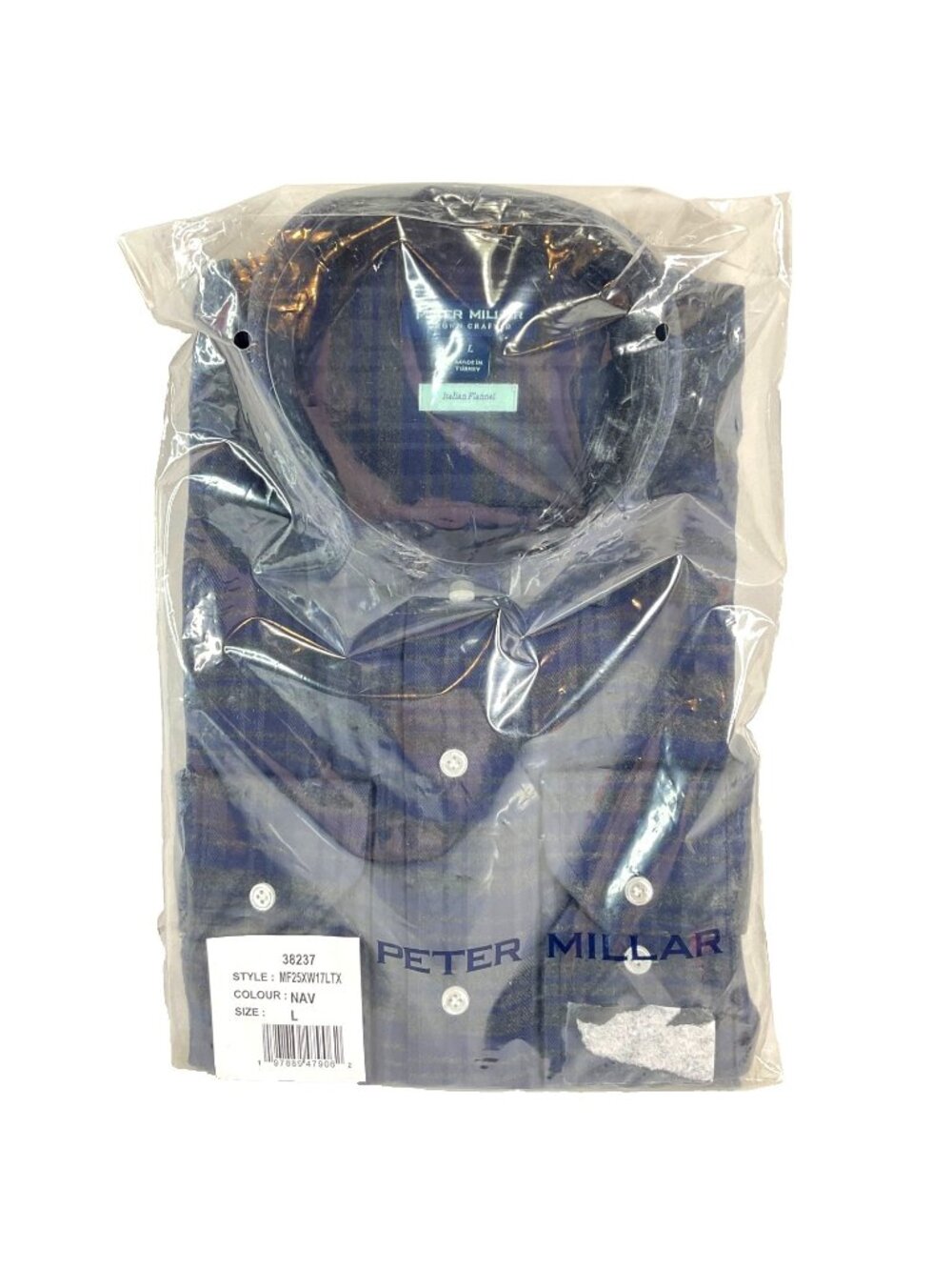Peter Millar Shirt Mens Size Large Navy Trentino Italian Flannel Sport New $275